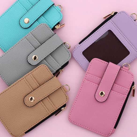 Card Bag Coin Purse Id Bag Vertical Printed Hem Zipper Pvc Nylon Solid Color Women's