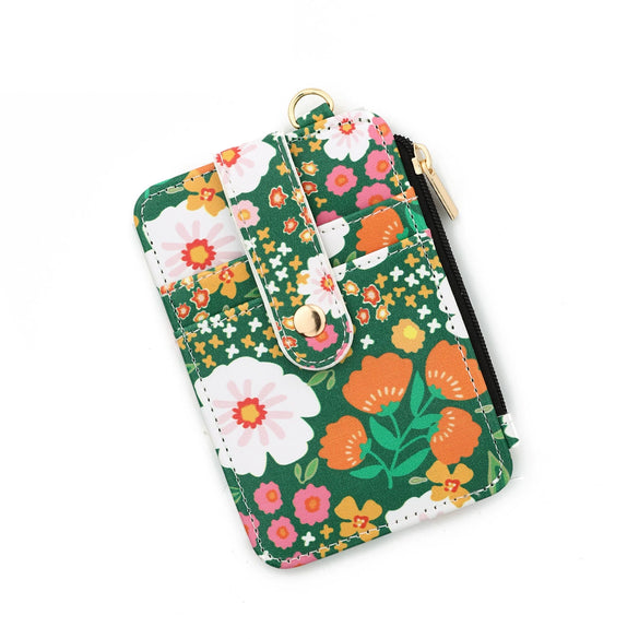 Card Bag Coin Purse Id Bag Vertical Printed Hem Zipper Pvc Nylon Solid Color Women's