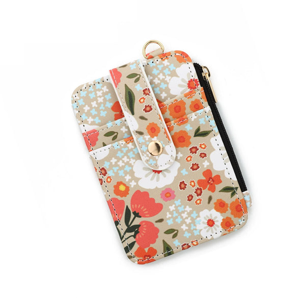 Card Bag Coin Purse Id Bag Vertical Printed Hem Zipper Pvc Nylon Solid Color Women's