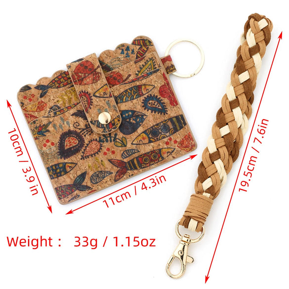 Card Bag Pvc Braided Wrist Strap Keychain With Animals Pattern