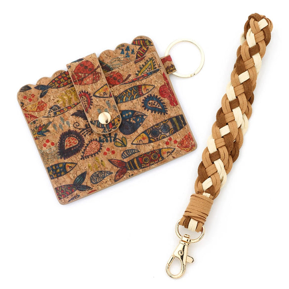 Card Bag Pvc Braided Wrist Strap Keychain With Animals Pattern