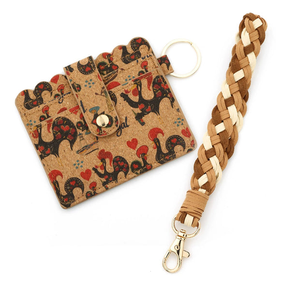 Card Bag Pvc Braided Wrist Strap Keychain With Animals Pattern