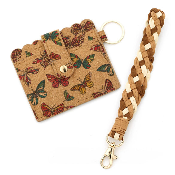 Card Bag Pvc Braided Wrist Strap Keychain With Animals Pattern