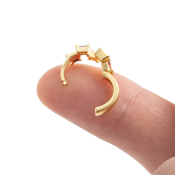Cartilage Earrings Copper Zircon Geometric Electroplating Women's