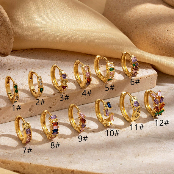 Cartilage Earrings Copper Zircon Geometric Electroplating Women's