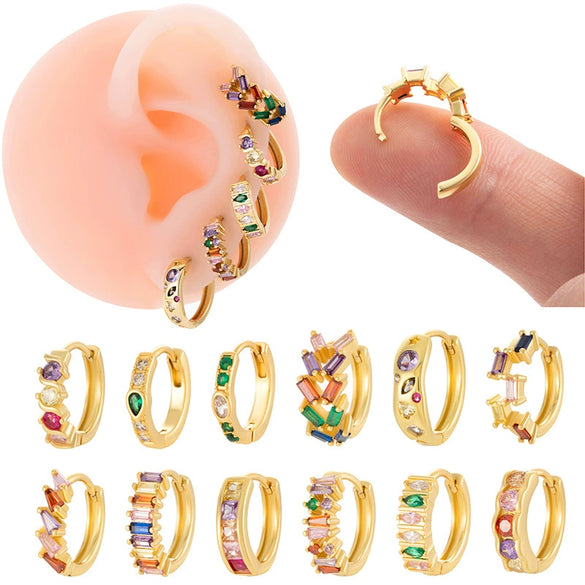 Cartilage Earrings Copper Zircon Geometric Electroplating Women's