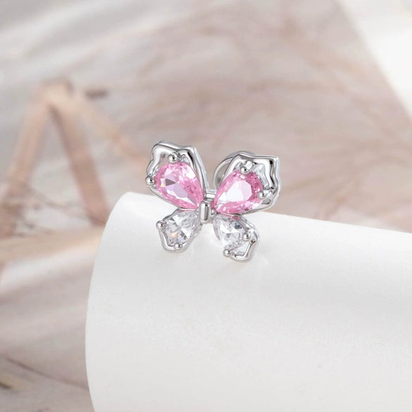 Cartilage Piercing Ear Bone Nail Metal Butterfly Style Set With Diamonds For Women