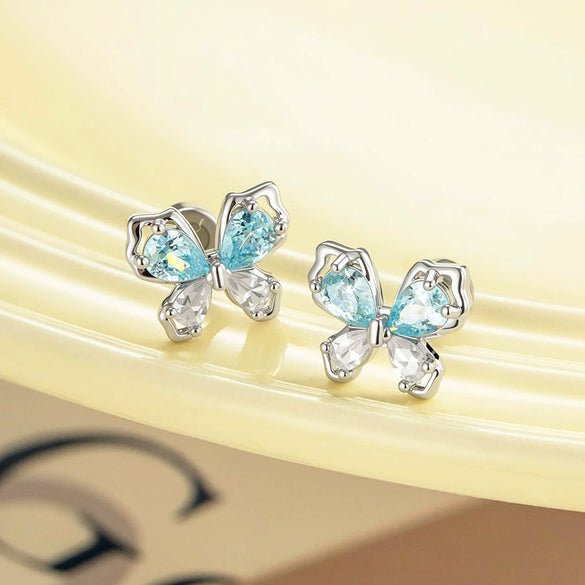 Cartilage Piercing Ear Bone Nail Metal Butterfly Style Set With Diamonds For Women