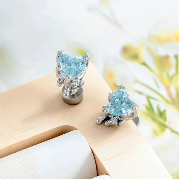 Cartilage Piercing Ear Bone Nail Metal Heart Shape With Diamond Design