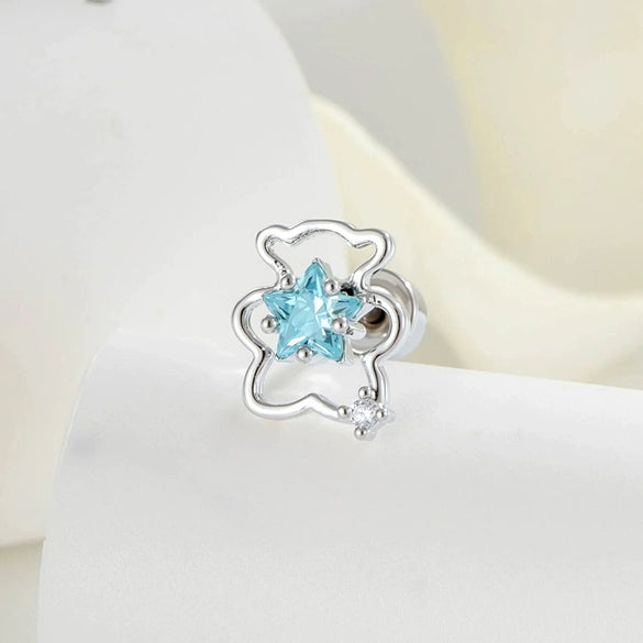 Cartilage Piercing Ear Bone Nail Metal Star Shape With Diamond Design For Unisex