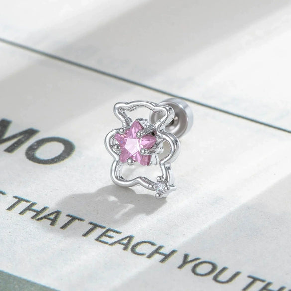 Cartilage Piercing Ear Bone Nail Metal Star Shape With Diamond Design For Unisex