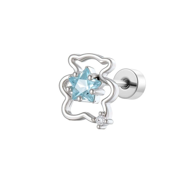 Cartilage Piercing Ear Bone Nail Metal Star Shape With Diamond Design For Unisex