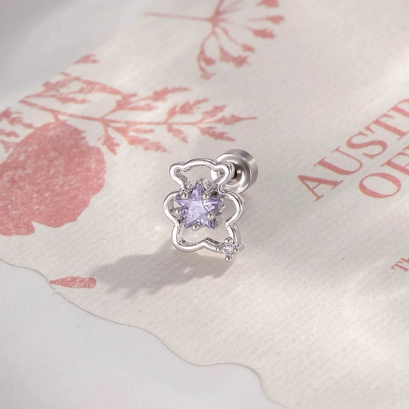 Cartilage Piercing Ear Bone Nail Metal Star Shape With Diamond Design For Unisex