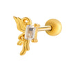 Cartilage Piercing Ear Bone Nail Stainless Steel Butterfly Shape Micropaved Zircon Electroplated Women's Style