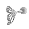 Cartilage Piercing Ear Bone Nail Stainless Steel Butterfly Shape Micropaved Zircon Electroplated Women's Style