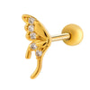 Cartilage Piercing Ear Bone Nail Stainless Steel Butterfly Shape Micropaved Zircon Electroplated Women's Style