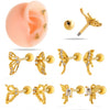 Cartilage Piercing Ear Bone Nail Stainless Steel Butterfly Shape Micropaved Zircon Electroplated Women's Style