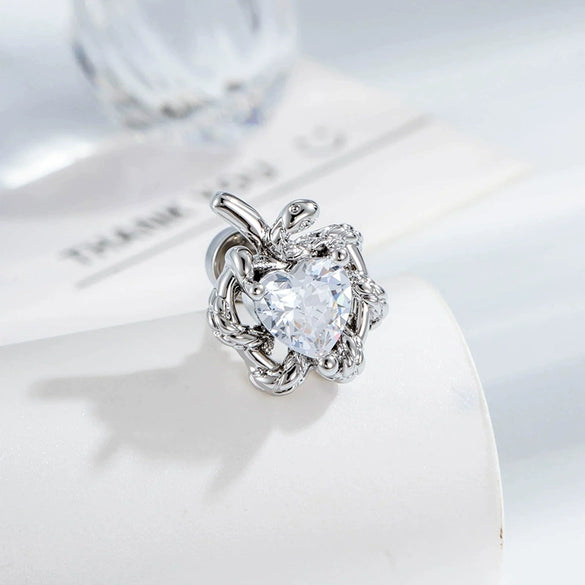 Cartilage Piercing Ear Bone Nail Titanium Steel Heart Shaped With Zircon