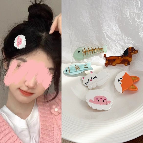 Cartoon Acetic Acid Animals Style Polished Side Clip Hair Accessories