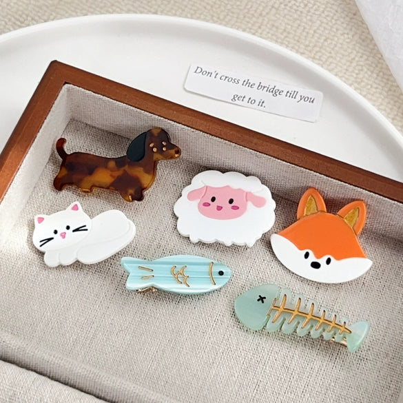 Cartoon Acetic Acid Animals Style Polished Side Clip Hair Accessories