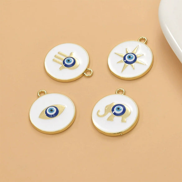 Cartoon Alloy Copper Pendant Beaded Handmade Bracelet Necklace Accessories With Electroplating Treatment And Devil's Eye Sun Elephant Gesture Round Design