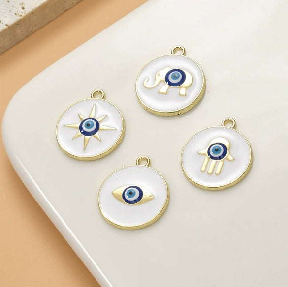 Cartoon Alloy Copper Pendant Beaded Handmade Bracelet Necklace Accessories With Electroplating Treatment And Devil's Eye Sun Elephant Gesture Round Design