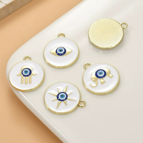 Cartoon Alloy Copper Pendant Beaded Handmade Bracelet Necklace Accessories With Electroplating Treatment And Devil's Eye Sun Elephant Gesture Round Design
