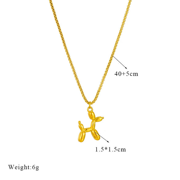 Cartoon Animal Doberman Dog Pendant Stainless Steel Necklace With Electroplating And Geometric Design For Women