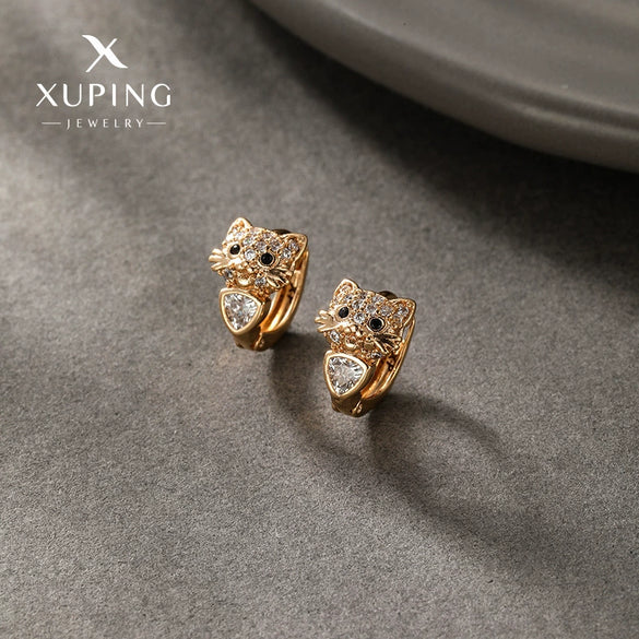 Cartoon Animal Zodiac Zircon Electroplated Cat Earrings For Women