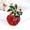 Cartoon Apple Brooch Pin With Rhinestone And Artificial Gemstone Inlay Alloy Fruit Jewelry For Women And Men