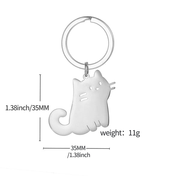 Cartoon Cat Stainless Steel Keychain Backpack Pendant For Girlfriend