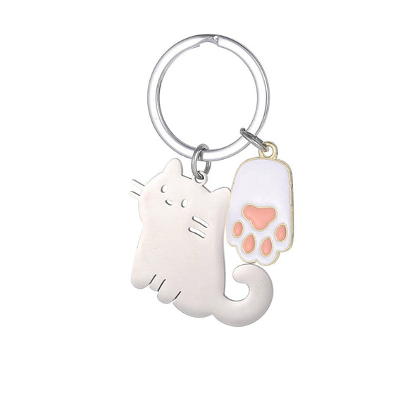 Cartoon Cat Stainless Steel Keychain Backpack Pendant For Girlfriend