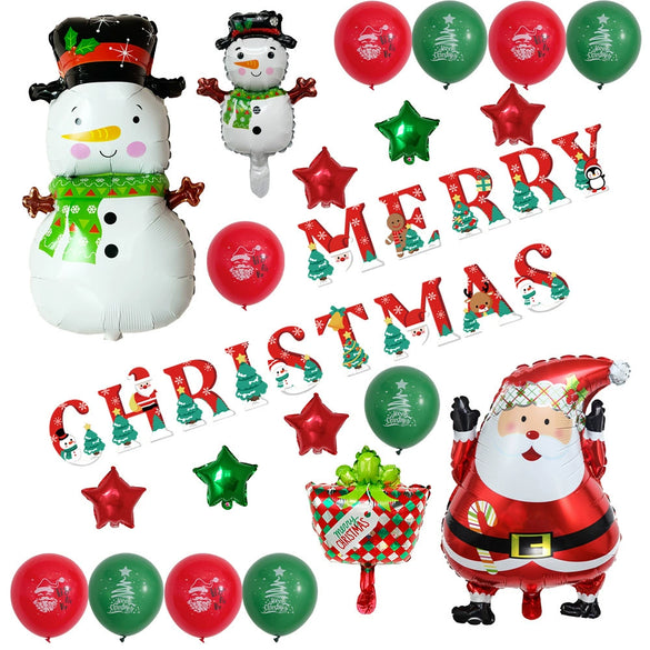 Cartoon Christmas Aluminum Foil Balloon Featuring Santa Claus And Snowman For Party Decoration