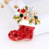 Cartoon Christmas Boots Brooch Badge For Children Electroplated Alloy With Artificial And Semiprecious Gemstone Accents