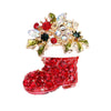 Cartoon Christmas Boots Brooch Badge For Children Electroplated Alloy With Artificial And Semiprecious Gemstone Accents