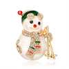 Cartoon Christmas Snowman Brooch Electroplated Alloy Unisex Lapel Pin Festive Holiday Gift Accessory