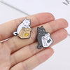 Cartoon Cute Alloy Cat Badge Couple Black And White Backpack Accessories With Paint Electroplating Brooch