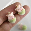 Cartoon Cute Pink Pig Kitten Stereo Resin Spray Velvet Handmade Jewelry Pendant Bracelet Necklace Earrings
