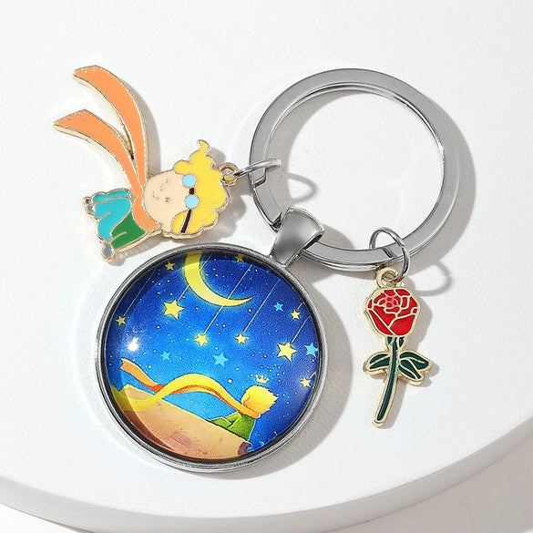 Cartoon Fox And Rose Keychain Zinc Alloy Material For Women's Bags