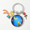 Cartoon Fox And Rose Keychain Zinc Alloy Material For Women's Bags