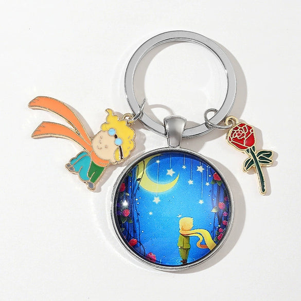 Cartoon Fox And Rose Keychain Zinc Alloy Material For Women's Bags