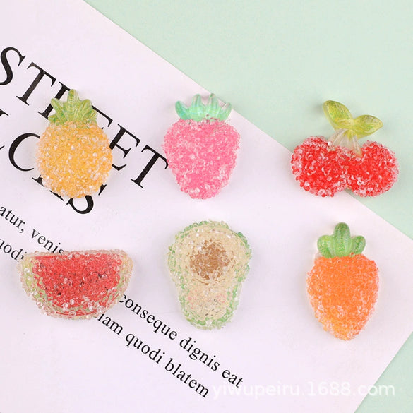Cartoon Fruit Resin And Plastic Hairpin Accessories With Drip Oil Finish For Children's Headwear And Decorative Shoe Charms