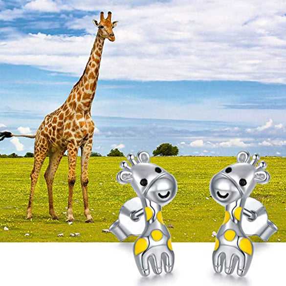 Cartoon Giraffe Copper Drop Earrings Cute Animal Jewelry For Women Fashion Accessories