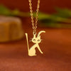 Cartoon Jewelry Kitten Pendant Stainless Steel Necklace With Letter Pattern And Electroplating Treatment