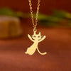 Cartoon Jewelry Kitten Pendant Stainless Steel Necklace With Letter Pattern And Electroplating Treatment