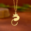 Cartoon Jewelry Kitten Pendant Stainless Steel Necklace With Letter Pattern And Electroplating Treatment