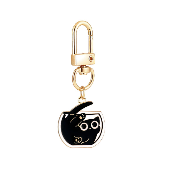 Cartoon Keychain Alloy Stainless Steel Cute Naughty Cat Oil Dripping Electroplated Pendant