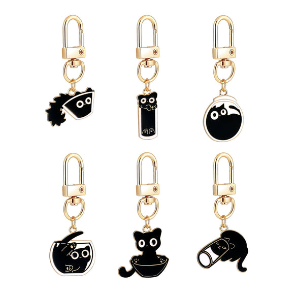 Cartoon Keychain Alloy Stainless Steel Cute Naughty Cat Oil Dripping Electroplated Pendant