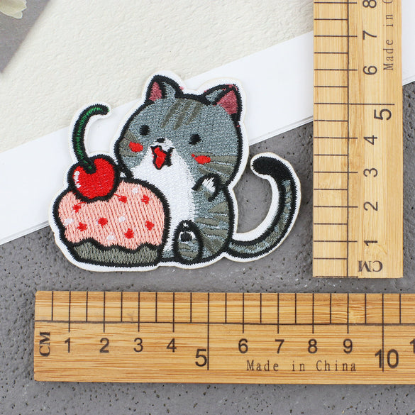Cartoon Kitten Computerembroidered Ironon Patches Polyester Fabric Clothing Decorative Appliques