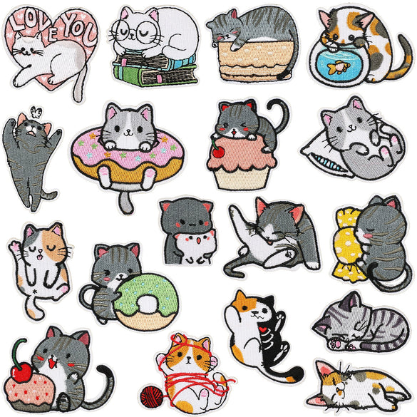 Cartoon Kitten Computerembroidered Ironon Patches Polyester Fabric Clothing Decorative Appliques